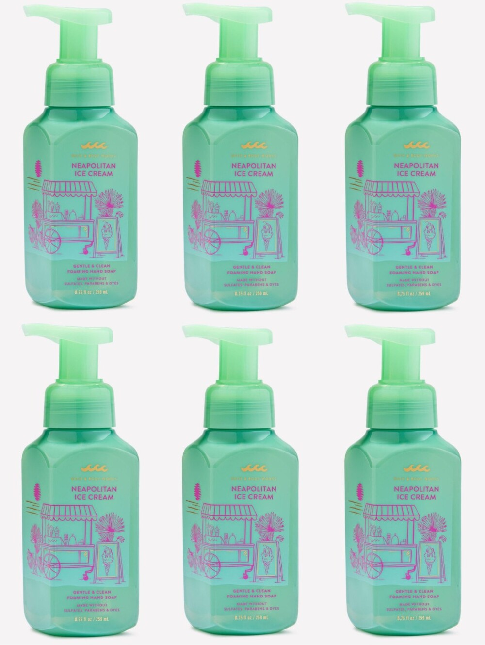 Bath & Body Works Neapolitan Ice Cream Foaming Hand Soap Set of 6 NEW RARE